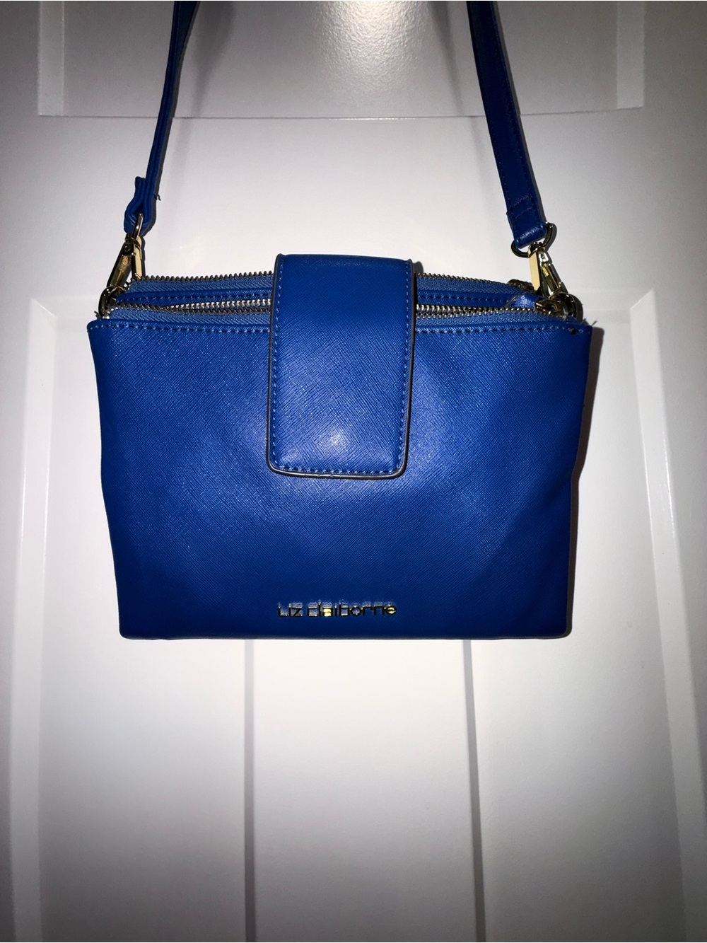 Liz Claiborne Royal Blue Crossbody Bag with Gold Hardware